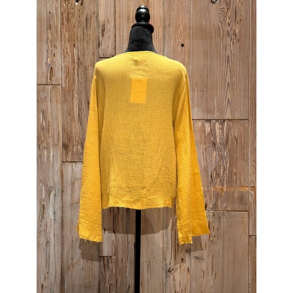 Rue Stiic Small Sahara Shirt Womens Gauze Cotton Mustard Yellow Button-Down - Picture 3 of 6
